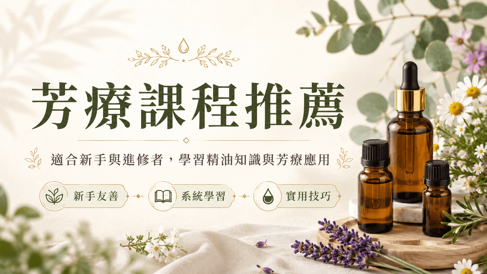 芳療課程適合對精油、植物香氣、身心放鬆、自然保養或芳療師職涯有興趣的人