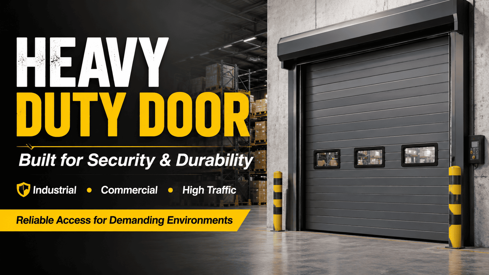 Heavy duty doors are designed for industrial, commercial, and high-traffic environments where standard doors may not provide enough strength, durability