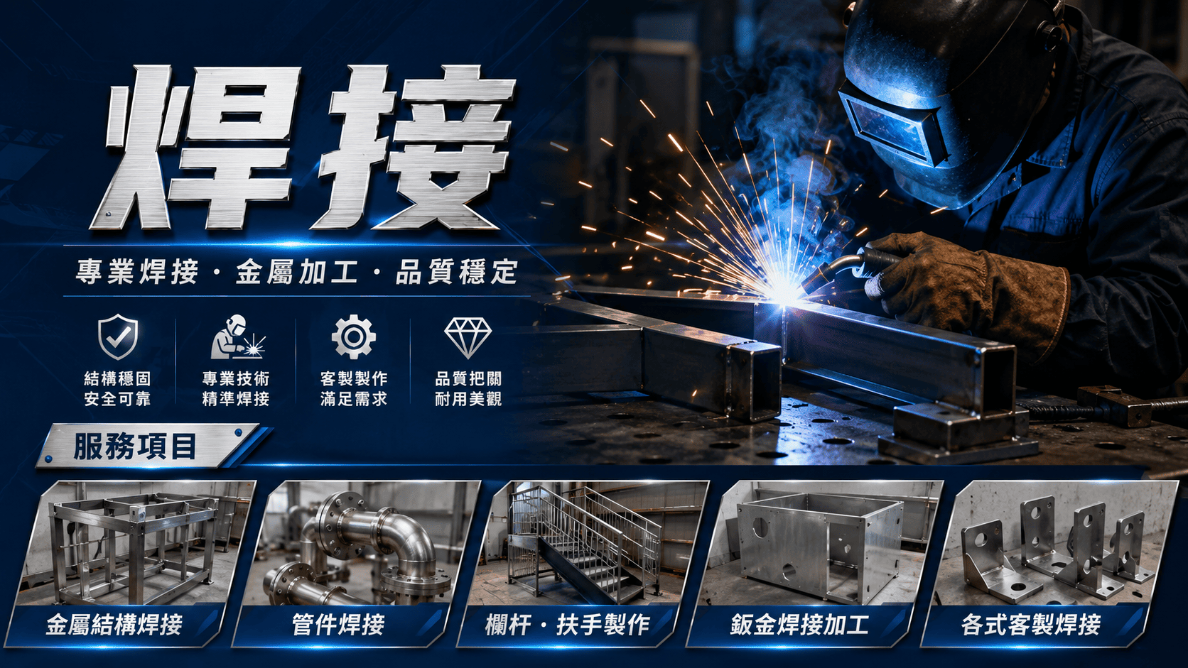 想找焊接服務時,常見需求包含鐵件修補、鋼構工程、加工、機械零件維修或現場施工。