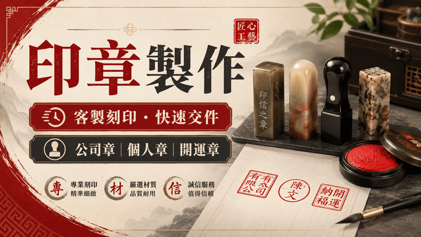 印章在台灣日常生活與商業往來中仍然很常見,從個人收件、銀行開戶