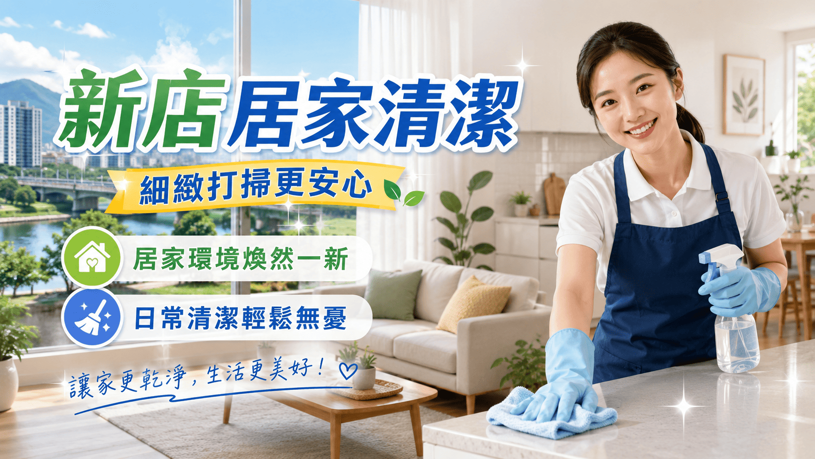 新店居家清潔適合忙碌家庭、租屋族、搬家前後、退租清潔、年終大掃除、長輩住家與寵物家庭。