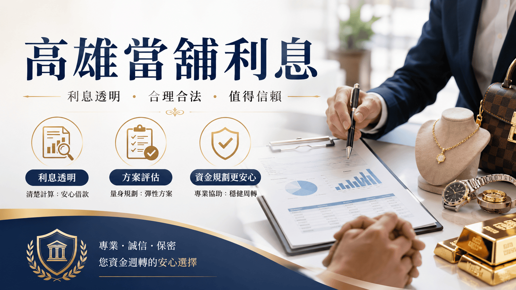 高雄當舖借款常見於汽車、機車、黃金、名錶、3C 與其他具有價值的物品。