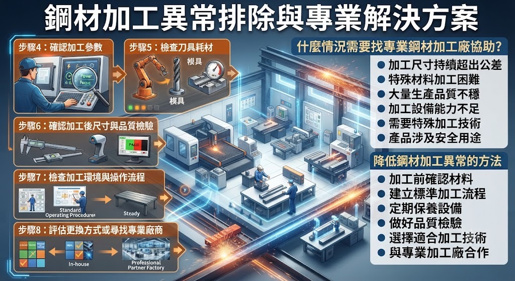 鋼材加工遇到問題怎麼辦?常見加工異常原因、排查方式與改善方法