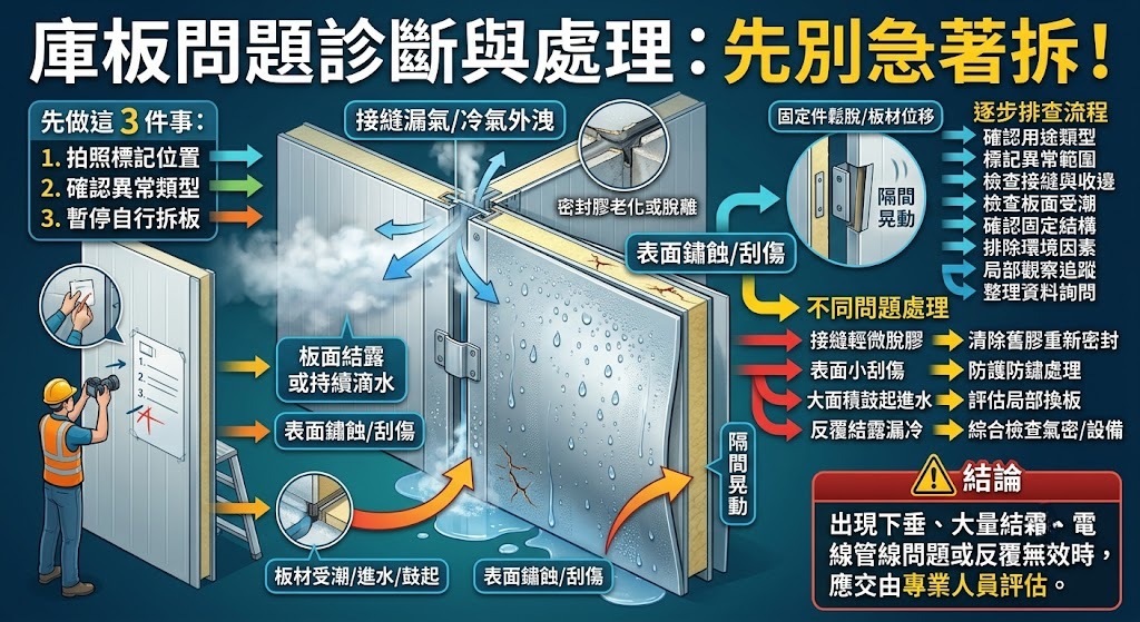 庫板出現裂縫、結露或漏冷怎麼辦?常見原因、排查流程與修復方法完整整理