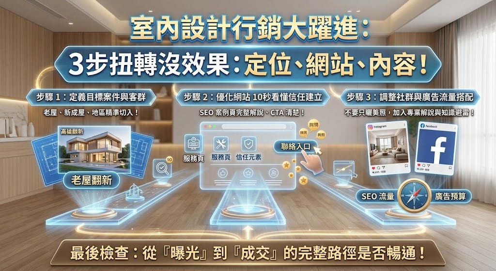 室內設計行銷沒效果怎麼辦?從 SEO、社群、廣告到網站轉換一次排查
