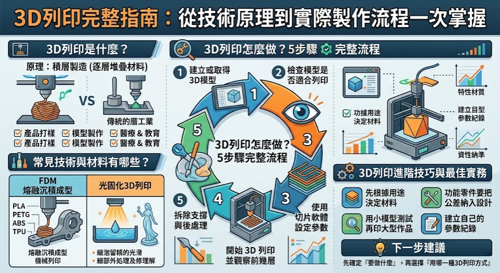 3D列印完整指南:原理、流程、材料、應用與常見問題一次看懂